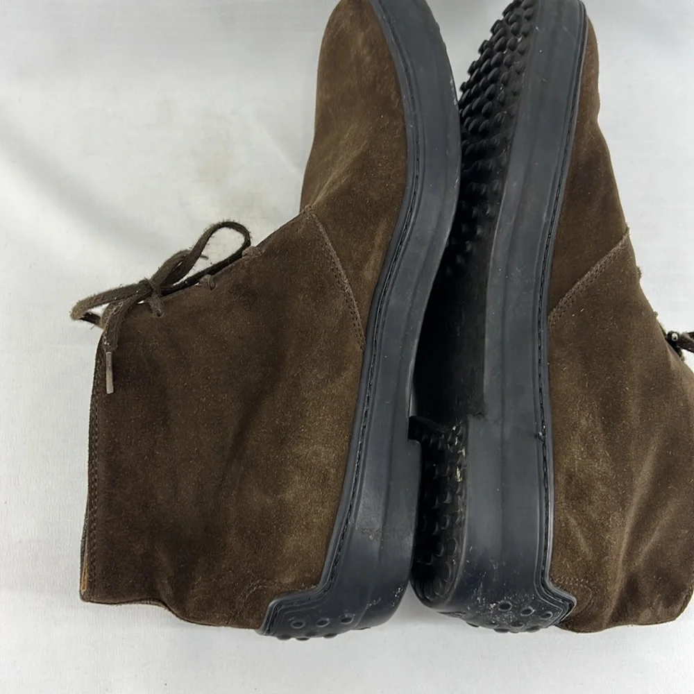 Tod's Gommino Desert Lace-Up Boots Brown Suede Made In Italy Vibram
